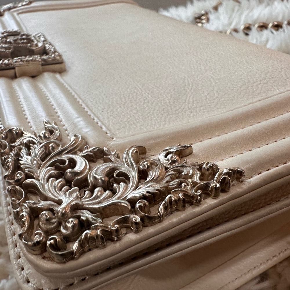 CHANEL Cream and Gold Crossbody Bag